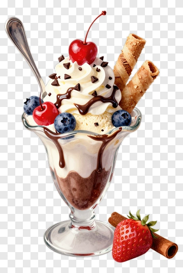 Delicious Ice Cream Sundae With Fresh Berries PNG