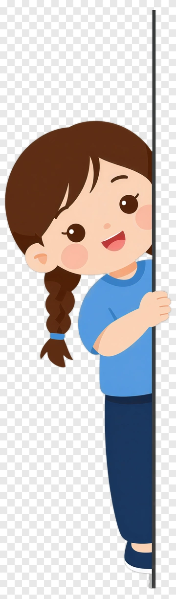 Curious Girl Peeking Around Corner PNG