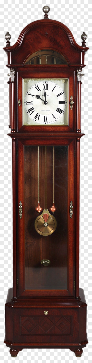 Grandfather Clock With Wooden Case PNG