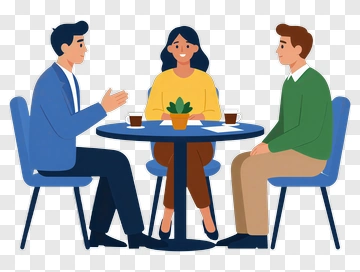 Three People Having A Business Meeting PNG