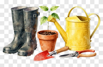 Garden Tools And Potted Plant PNG