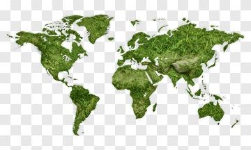 World Map Covered In Grass PNG