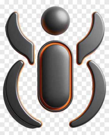 Abstract Robot Icon With Orange Accents PNG