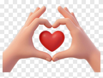 Hands Forming Heart Around Red Heart PNG
