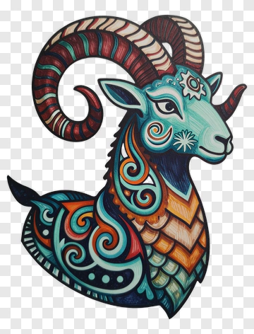 Decorative Ram With Intricate Patterns PNG