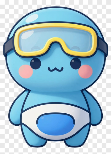 Cute Blue Cartoon Diver PNG