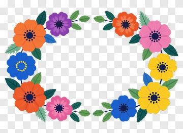 Colorful Flower Wreath Design PNG