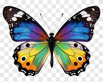 Colorful Butterfly With Patterned Wings PNG