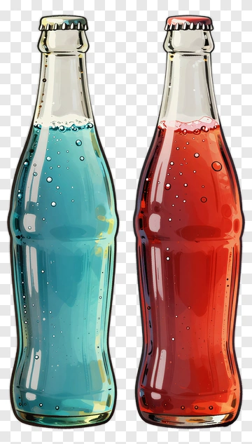 Blue And Red Soda Bottles PNG