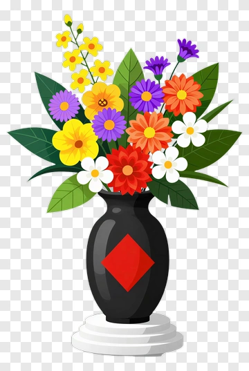 Colorful Flower Arrangement In Vase PNG