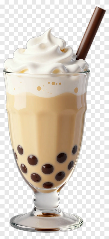 Bubble Tea With Whipped Cream And Chocolate Straw PNG