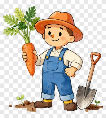 Farmer Holding Carrot PNG