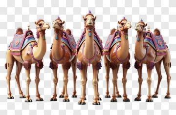 Group Of Decorated Camels PNG