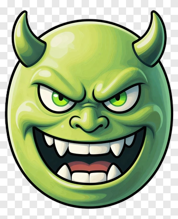 Angry Green Devil Face PNG