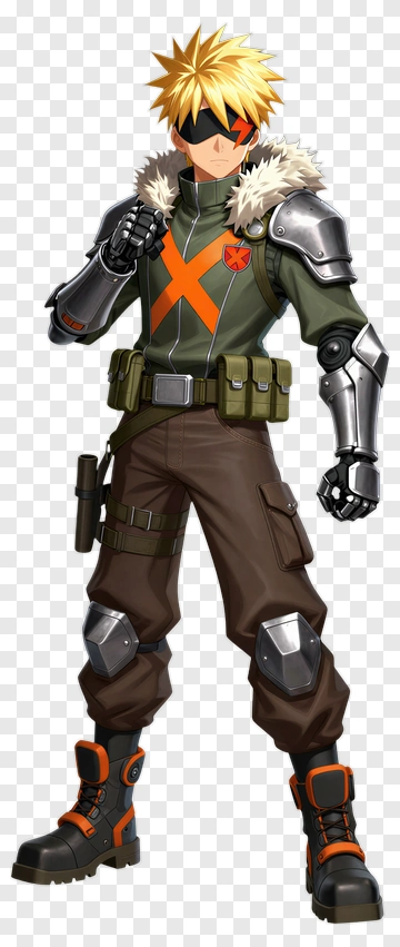 Anime Soldier With Spiky Hair PNG