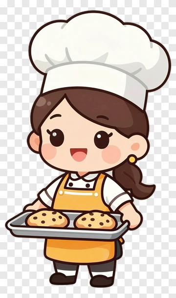 Cheerful Chef Girl With Cookies PNG