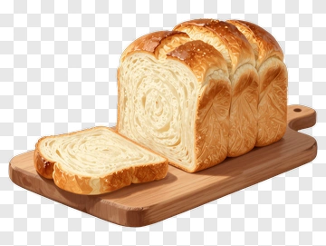 Freshly Baked Bread On Wooden Board PNG