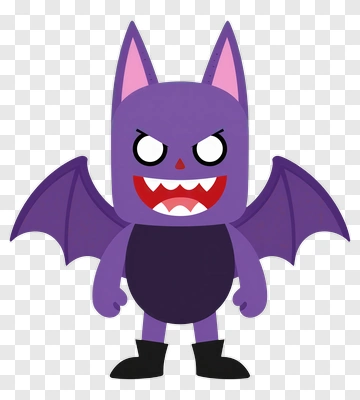Scary Purple Bat Halloween Character PNG