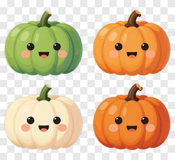 Four Cute Cartoon Pumpkins PNG