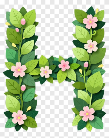 Floral Letter H Design PNG