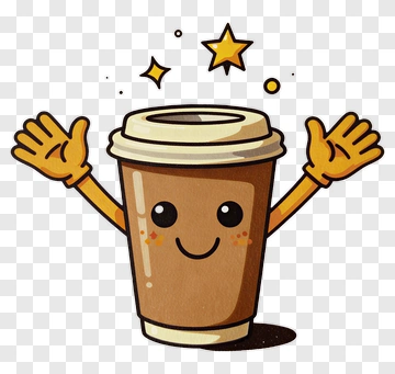 Happy Coffee Cup Character PNG