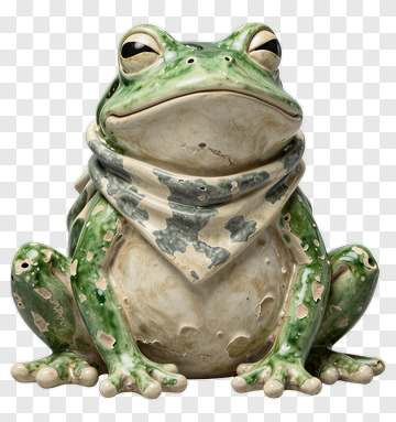 Ceramic Frog With Bandana PNG