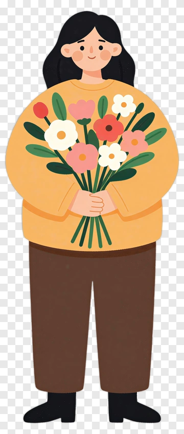 Person Holding A Flower Bouquet PNG