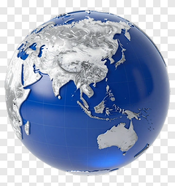 3D Globe With Silver Continents PNG