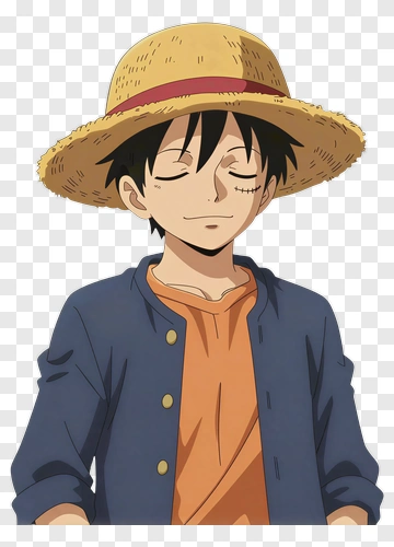 Luffy With Straw Hat Smiling PNG