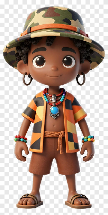 Cartoon Child In Camouflage Hat PNG