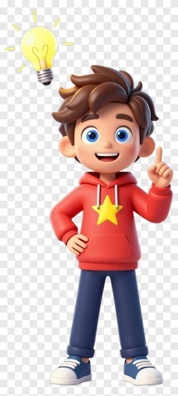 Boy With Light Bulb Idea PNG