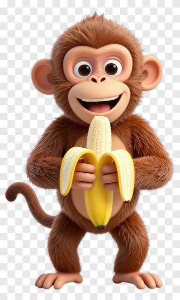 Happy Monkey Holding Banana PNG