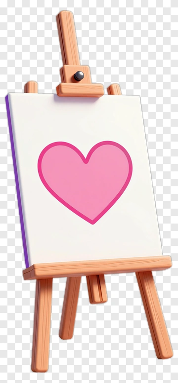 Pink Heart On Canvas Easel PNG