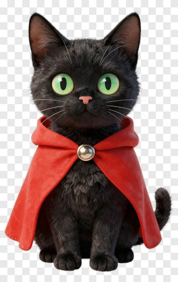Black Cat In Red Cape PNG