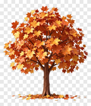 Autumn Maple Tree With Falling Leaves PNG