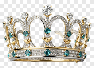 Golden Crown With Blue And White Gemstones PNG