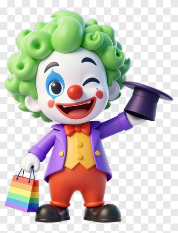 Clown Holding Shopping Bag And Top Hat PNG