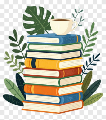 Stack Of Books With Coffee Cup PNG