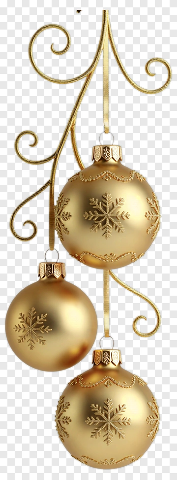 Golden Christmas Ornaments With Snowflakes PNG