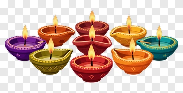 Colorful Diya Candles For Diwali PNG