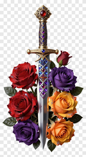 Sword And Roses PNG