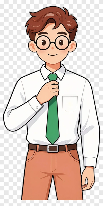 Cartoon Man Adjusting His Tie PNG