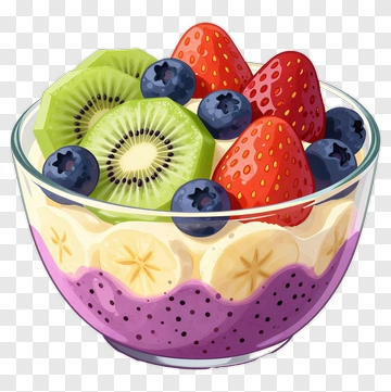 Fruit Bowl With Kiwi Strawberry And Blueberry PNG