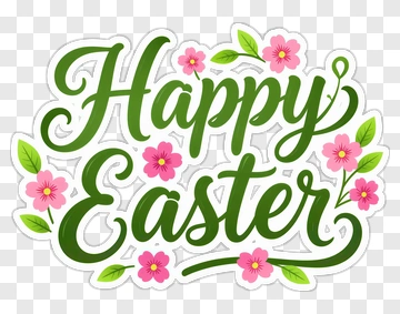 Happy Easter With Floral Design PNG