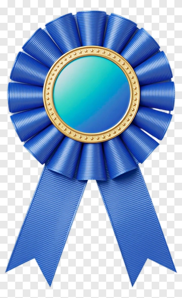 Blue Ribbon With Gold Border PNG