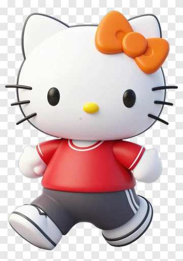 Hello Kitty In Red Shirt And Gray Shorts PNG