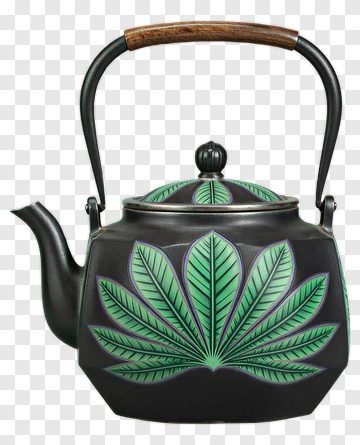 Handcrafted Teapot With Leaf Pattern PNG