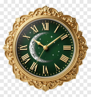 Elegant Wall Clock With Moon Design PNG