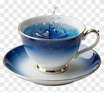 Blue Tea Cup With Water Splash PNG