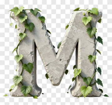 Stone Letter M With Ivy PNG